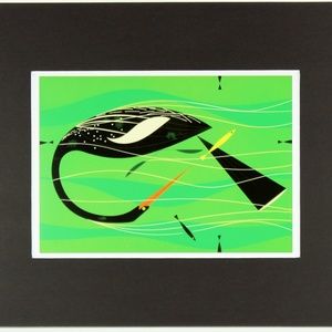 Black Matted Winter Charley Harper Print Large Bird Feeder